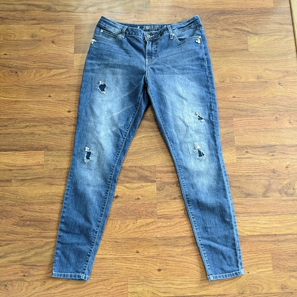 Jennifer Lopez Jeans Jessica Lopez Distressedjeweled Skinny Jeans